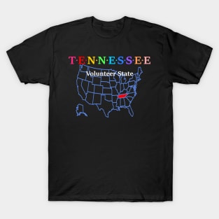 Tennessee, USA. Volunteer State. (With Map) T-Shirt